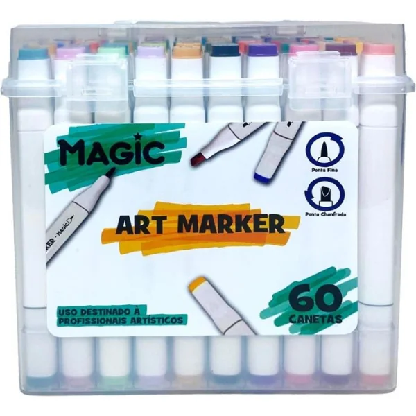 MALETA MARCADOR BRANCO - ART MARKER MAGIC KIDS - 60 CORES