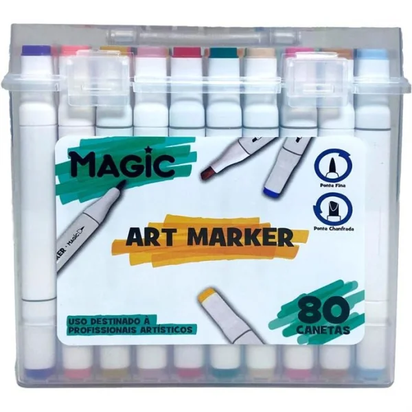 MALETA MARCADOR BRANCO - ART MARKER MAGIC KIDS - 80 CORES