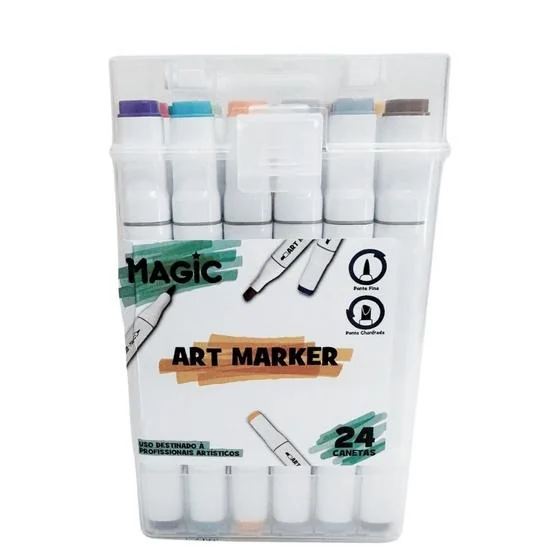 MALETA MARCADOR BRANCO - ART MARKER MAGIC KIDS - 24 CORES