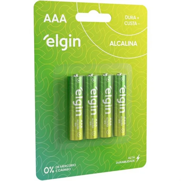 PILHA ALCALINA PALITO AAA com 4 unidades - ELGIN