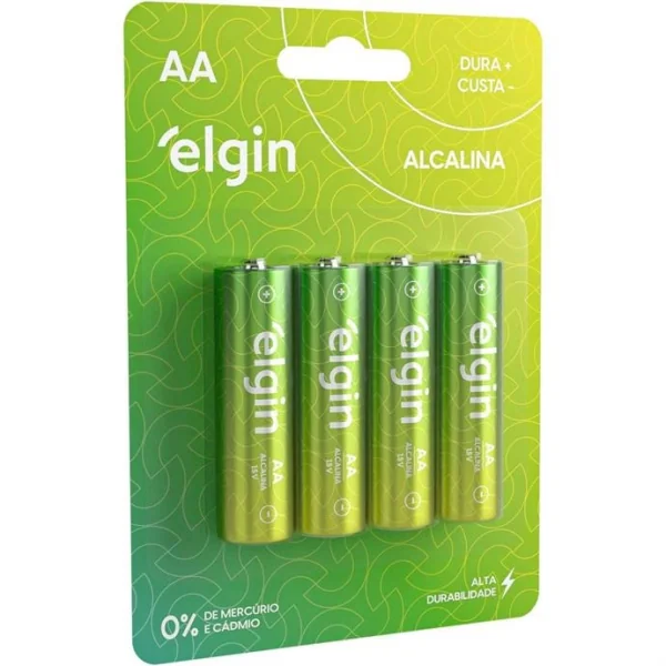 PILHA ALCALINA PEQUENA AA com 4 unidades - ELGIN