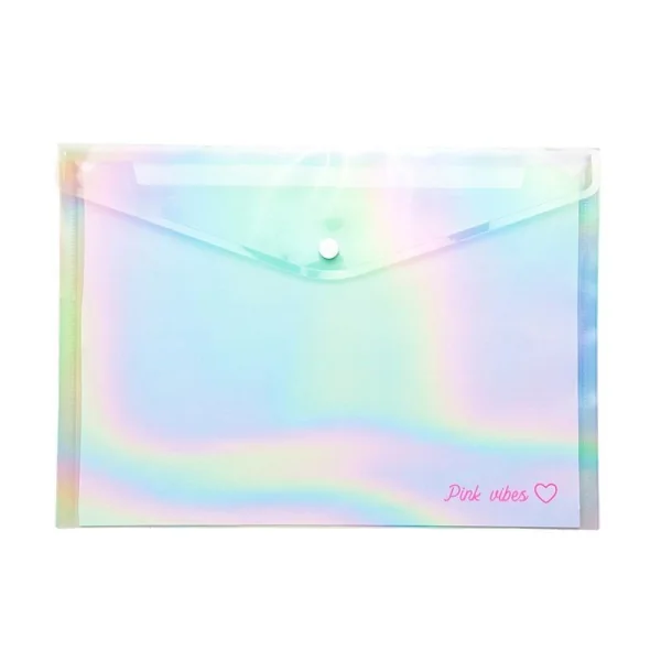 PASTA PLASTICA ENVELOPE PINK VIBES HOLOGRAFICA