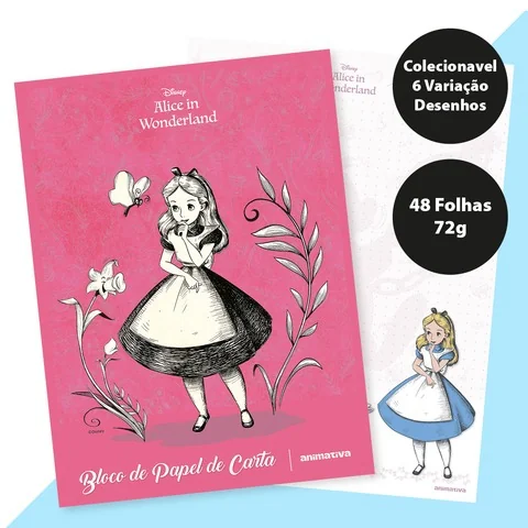 BLOCO DE PAPEL DE CARTA 48F - ALICE NO PAÍS DAS MARAVILHAS