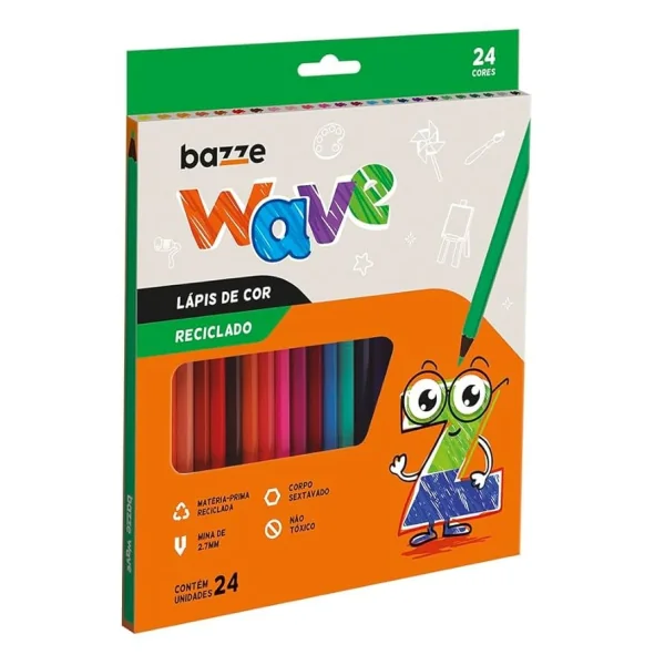LÁPIS DE COR BAZZE WAVE - 24 CORES