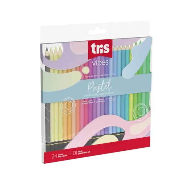 LÁPIS DE COR TRIS VIBES PASTEL - 24 CORES