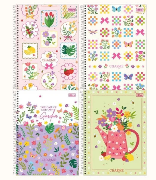 CADERNO ESPIRAL 1/4 CHARME 80F