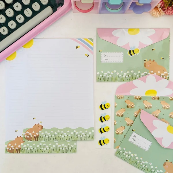 Kit Papeis de Carta com Envelopes La Palomita - Capivaras