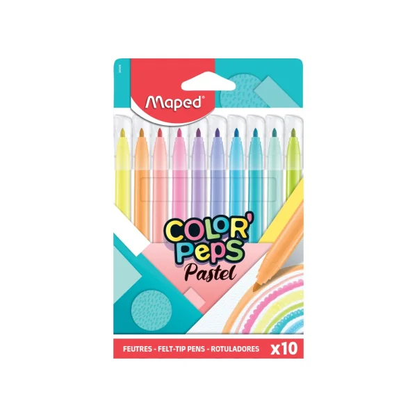 CANETA HIDROGRÁFICA COLORPEPS PASTEL 10 CORES - MAPED
