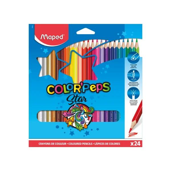 LÁPIS DE COR COLORPEPS STAR 24 CORES - MAPED