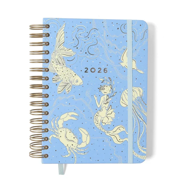 AGENDA PLANNER WIRE-O 2026 ORIGENS DIARIA A5 AQUA AZUL