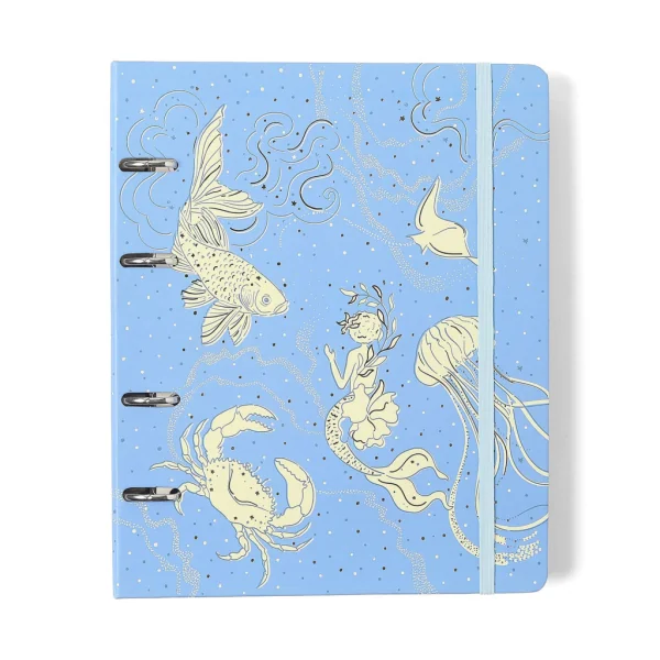 CADERNO CRIATIVO ARGOLADO ORIGENS PAUTADO 17X24 AQUA AZUL