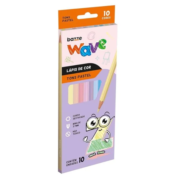 LAPIS COR BAZZE WAVE PASTEL - 10 CORES