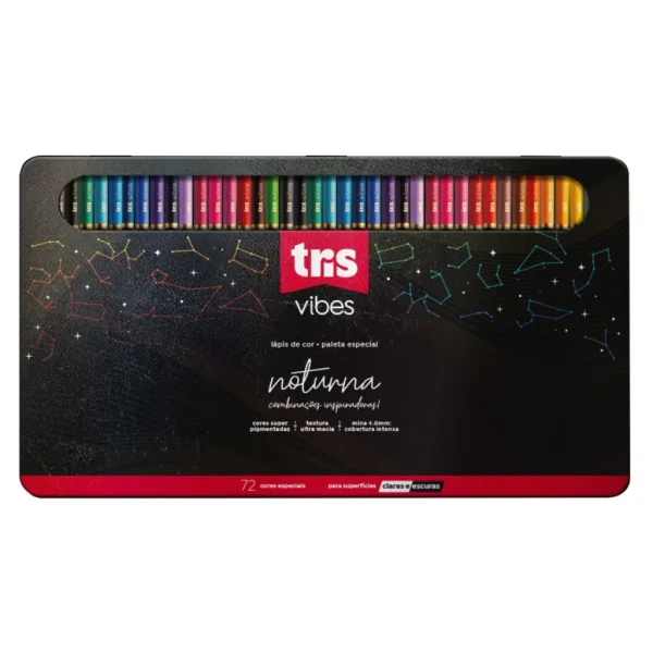 LATA DE LAPIS COR TRIS VIBES NOTURNA - 72 CORES