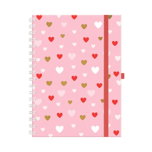 CADERNO COLLEGE PINK HEART CAPA DURA 80FLS (170X235MM) MOLIN
