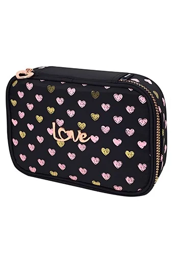 ESTOJO LOVE BLACK HEART RETANGULAR (23X15X5CM)