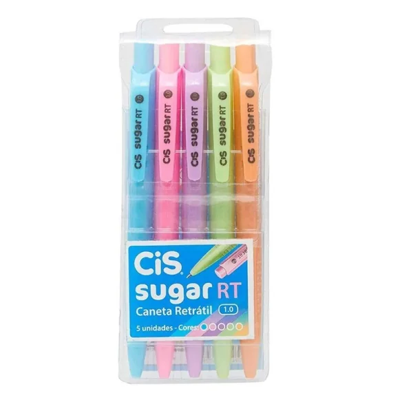 CANETA CIS SUGAR RT 0.7MM EST C/5 PASTEL