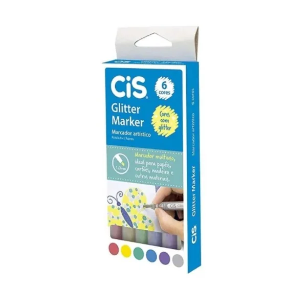 CIS GLITTER MARKER 1.0MM ESTOJO (6 unidades)
