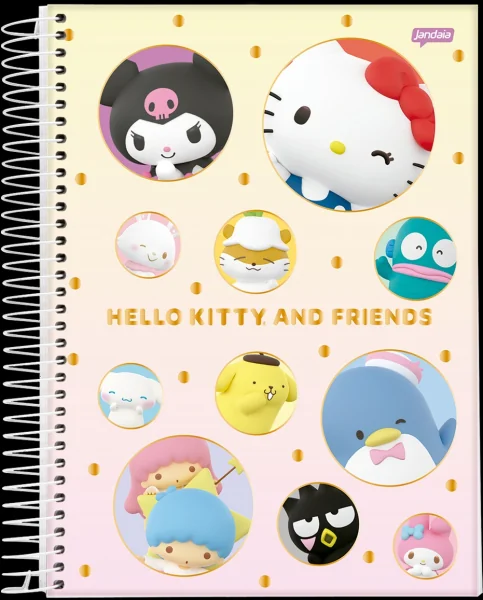CADERNO ESPIRAL 1X1 80FLS HELLO KITTY E AMIGOS BUBBLE