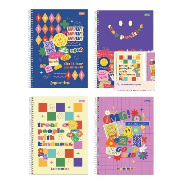 CADERNO ESPIRAL 1/4 80F JOYFUL MIND