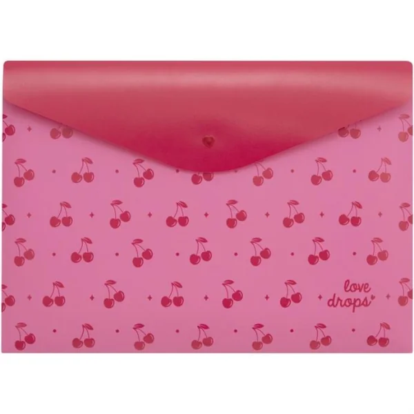 PASTA ENVELOPE A4 CEREJA COM BOTAO