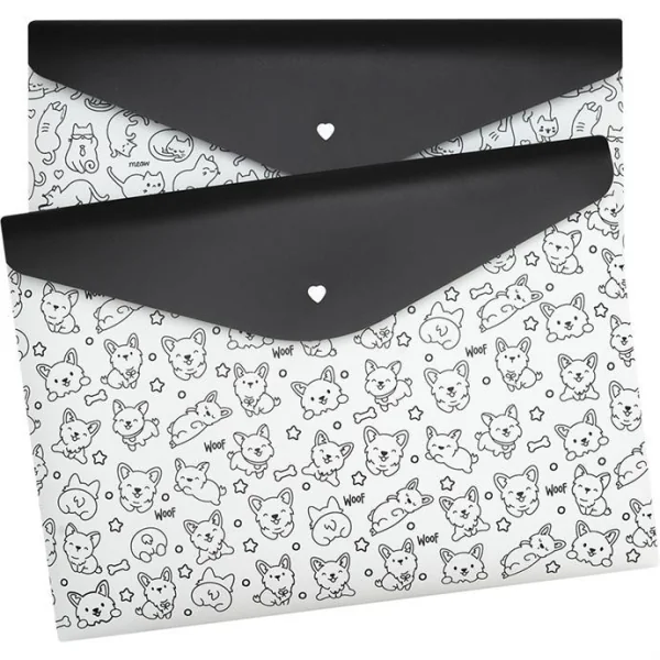 PASTA ENVELOPE A4 BOTÃO - DOGS E CATS