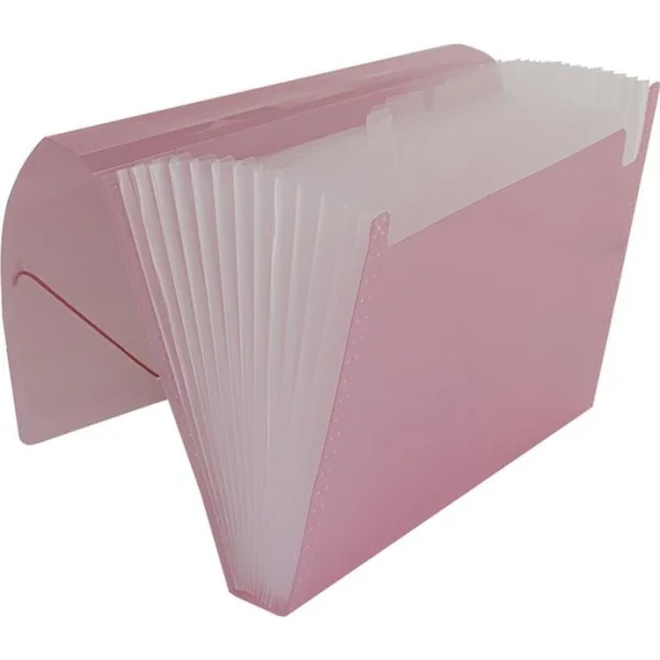 PASTA SANFONADA PLASTICA A4 12 DIVISOES ROSA - POLIBRAS
