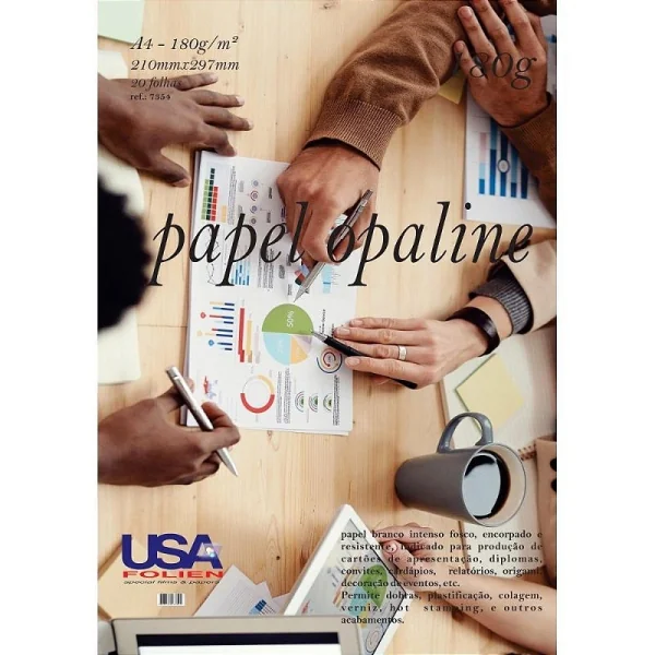 PAPEL OPALINE A4 BRANCO 180G PCT.C/20 - USA FOLIEN