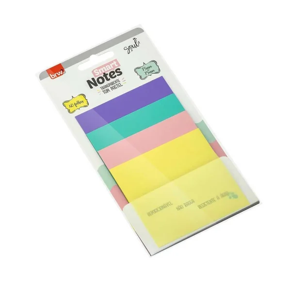 BLOCO SMART NOTES 76X76MM - TRANSPARENTE PASTEL - 40FLS - 4BLOCOS