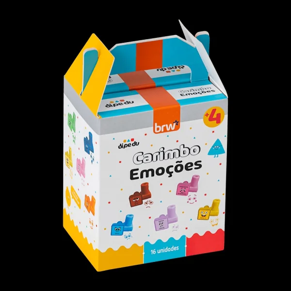 CARIMBO PLÁSTICO INFANTIL EMOÇÕES - CAIXA C/ 16PC