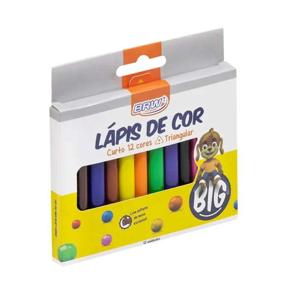 LÁPIS DE RESINA PLÁSTICA RECICLADA 12 CORES BIG CURTO - TRIANGULAR