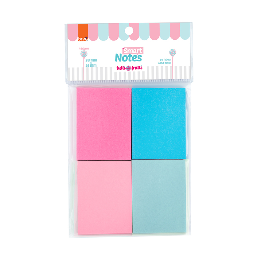 BLOCO SMART NOTES 38X51MM- TUTTI-FRUTTI - 50FLS - 4BLOCOS