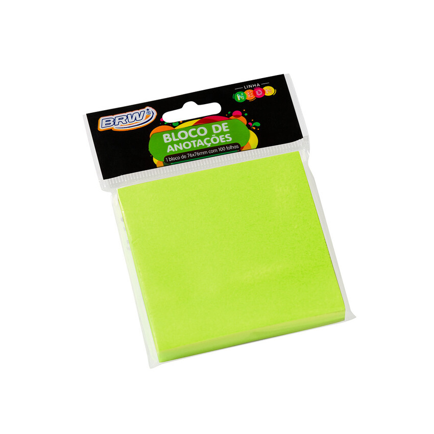 BLOCO SMART NOTES 76X76MM- VERDE NEON - 100FLS - 1BLOCO