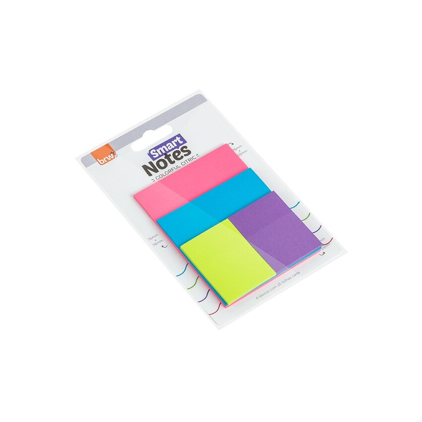 BLOCO SMART NOTES COLORFUL - COLORIDO CÍTRICO 4 BLOCOS
