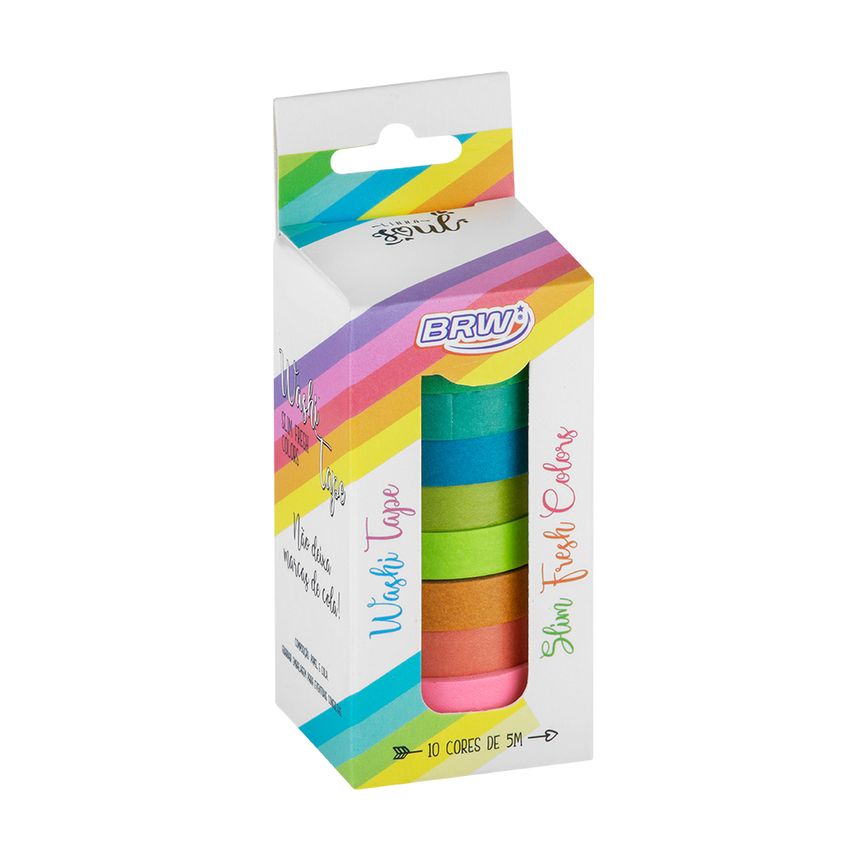 FITA ADESIVA WASHI TAPE - FRESH SLIM 10CORES