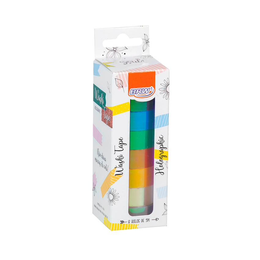 FITA ADESIVA WASHI TAPE - HOLOGRAPHIC 8CORES
