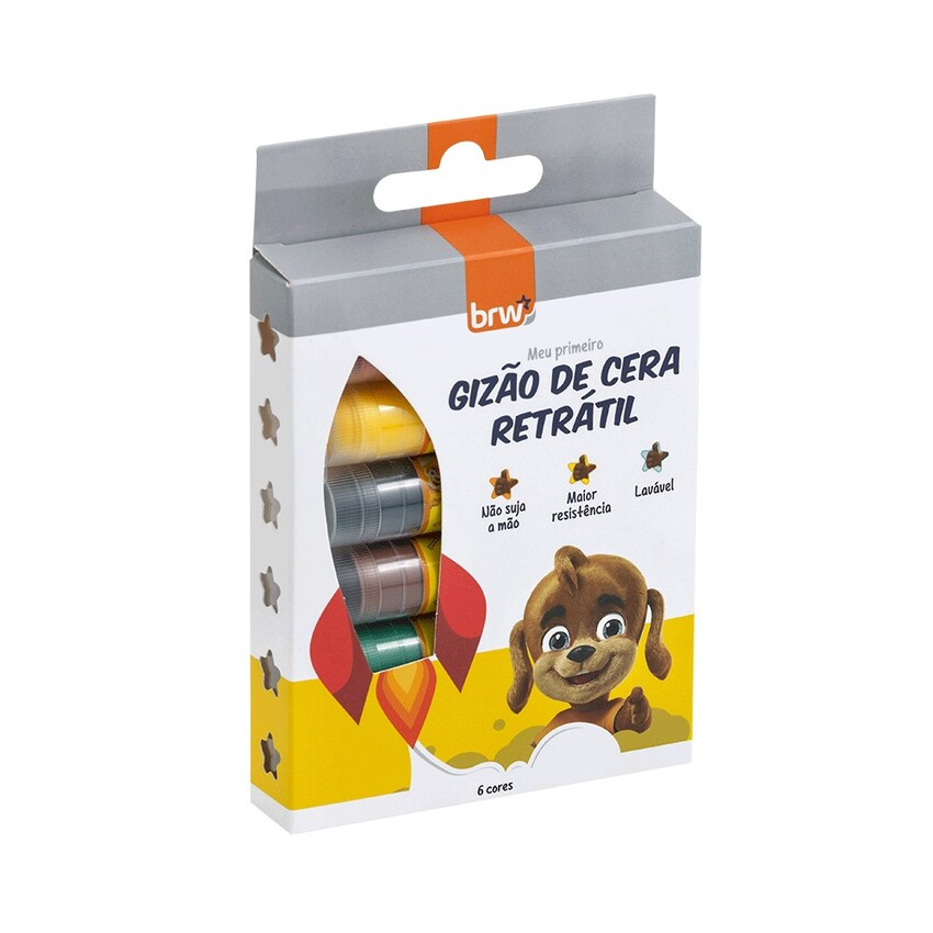 GIZ DE CERA GIZÃO RETRÁTIL 6 CORES