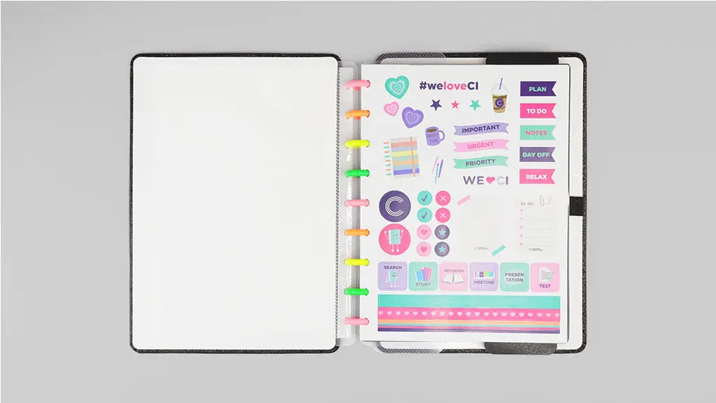 CADERNO INTELIGENTE LETS GLITTER NEON BLACK - MEDIO