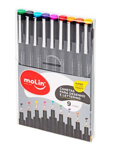 CANETA ARTÍSTICA 0,5MM BOLSA C/9 CORES