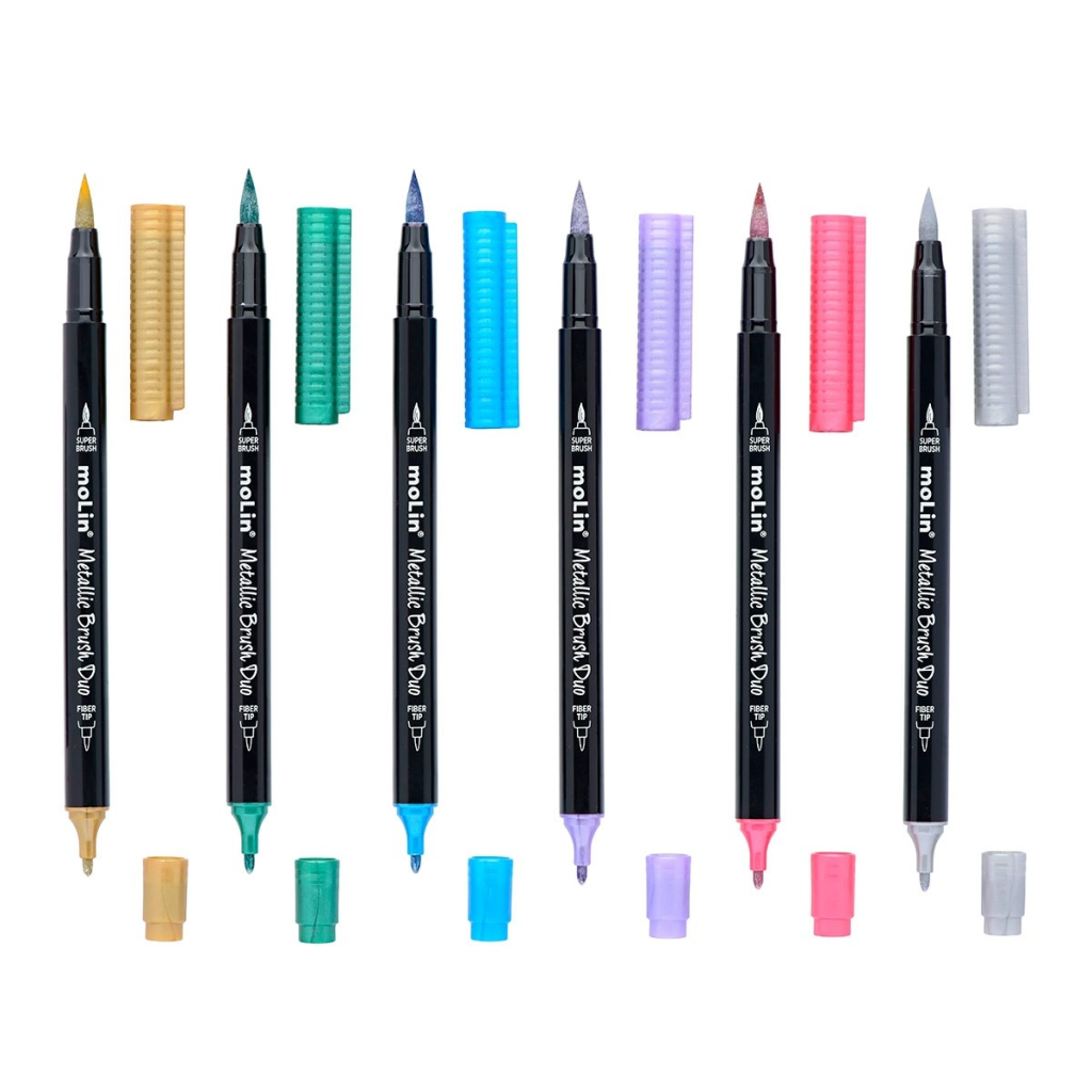 CANETAS METALLIC BRUSH DUO BOLSA C/6 CORES ARTISTICA