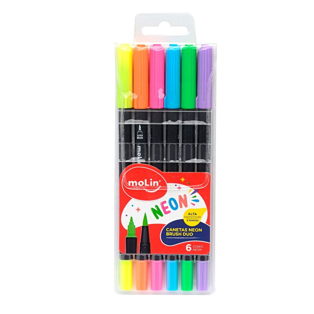 CANETAS NEON BRUSH DUO BOLSA C/6 CORES ARTISTICA