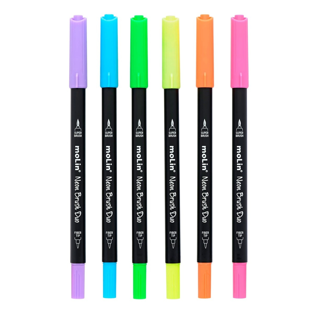 CANETAS NEON BRUSH DUO BOLSA C/6 CORES ARTISTICA