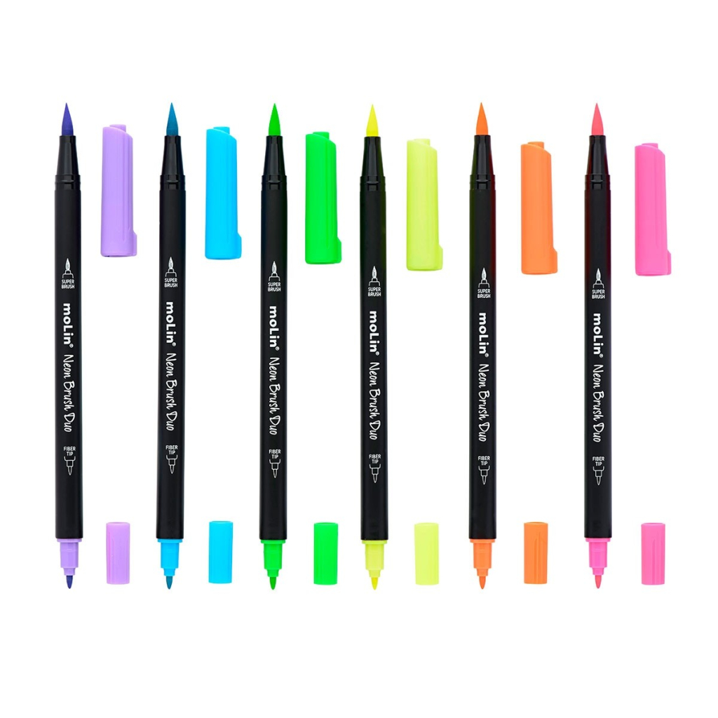 CANETAS NEON BRUSH DUO BOLSA C/6 CORES ARTISTICA