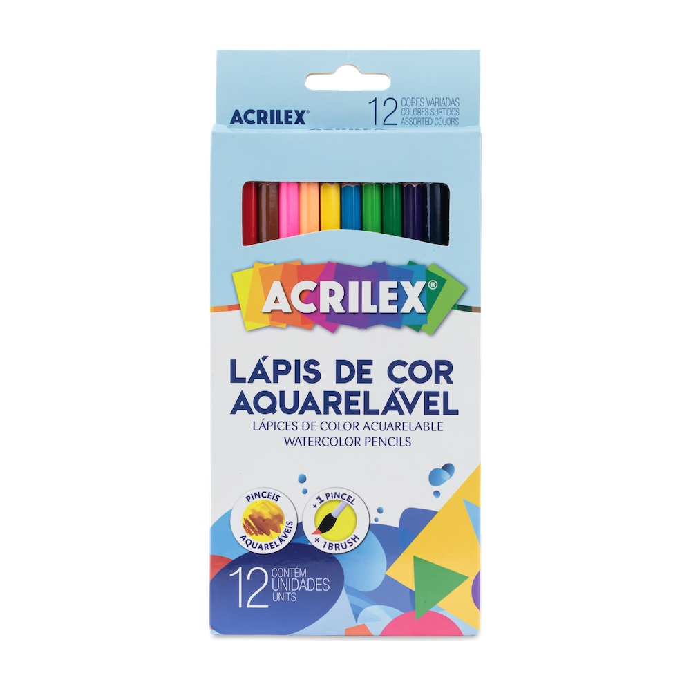 LÁPIS DE COR AQUARELÁVEL ACRILEX - 12 CORES