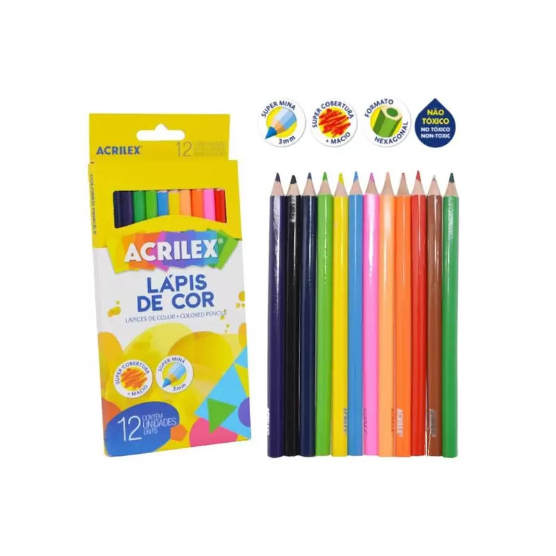LÁPIS DE COR ACRILEX -12 CORES 