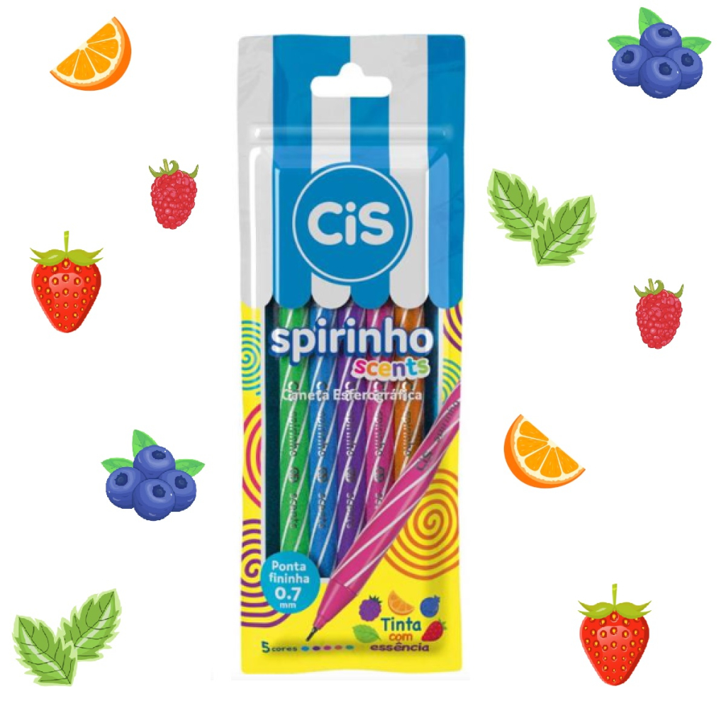 KIT CIS SPIRINHO - 5un (CANETA ESFEROGRÁFICA COM CHEIRINHO)