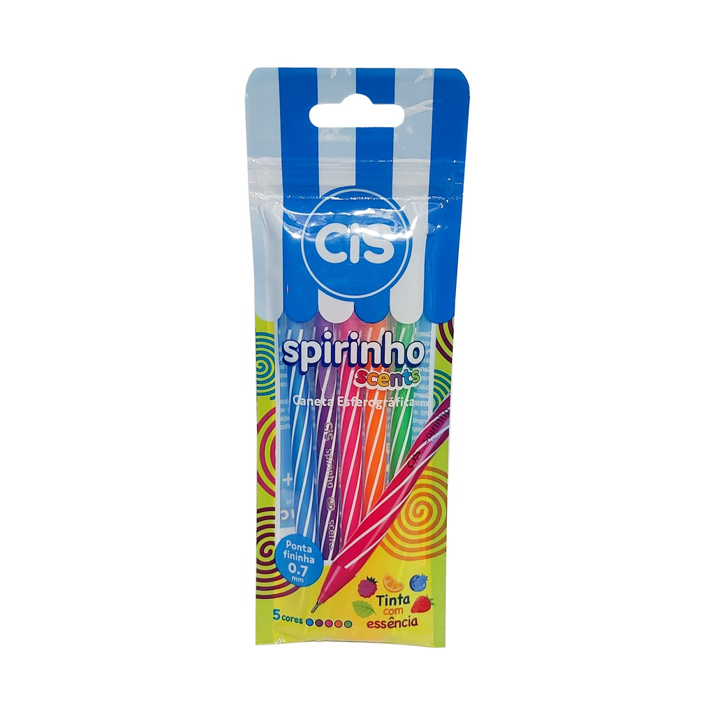 KIT CIS SPIRINHO - 5un (CANETA ESFEROGRÁFICA COM CHEIRINHO)