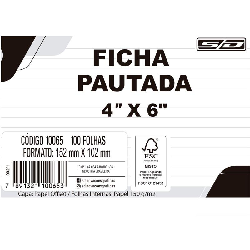 FICHA PAUTADA 4X6 152X102CM - 100 UNIDADES