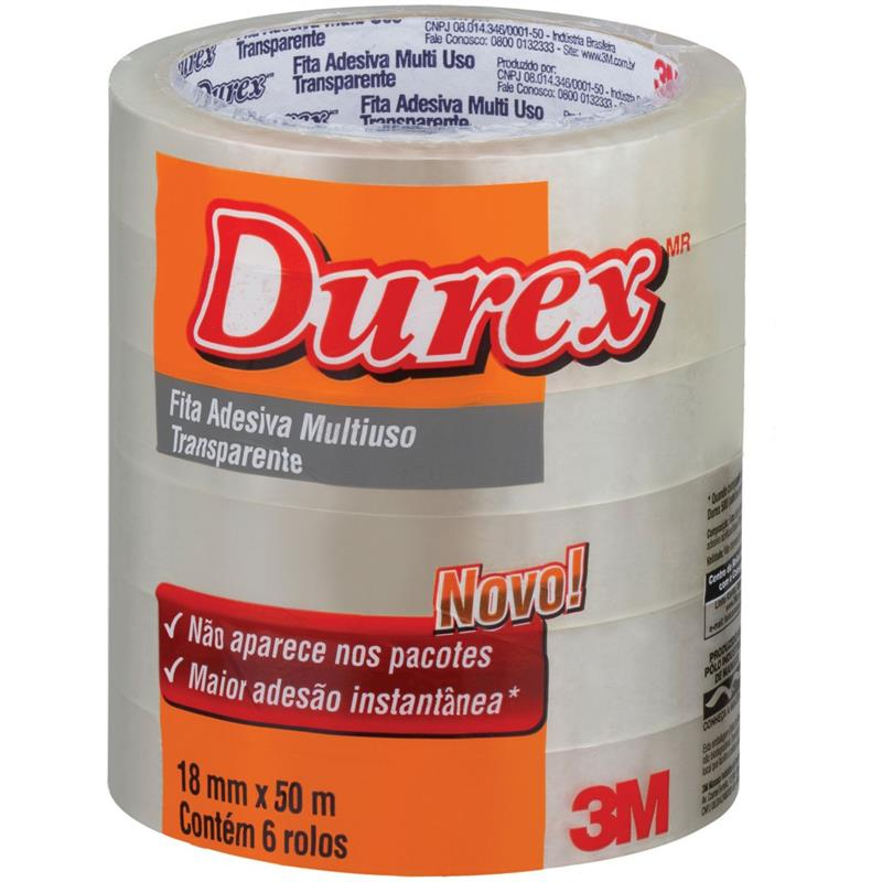 FITA ADESIVA DUREX TRANSPARENTE 18MMX50M - 3M