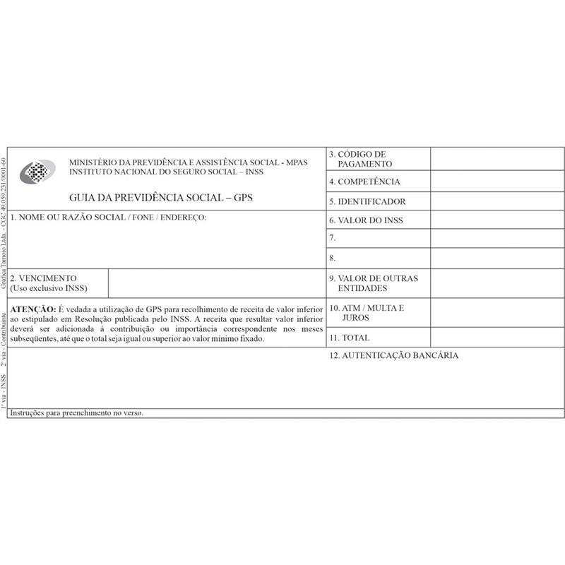 CARNÊ PREVIDÊNCIA SOCIAL - GPS