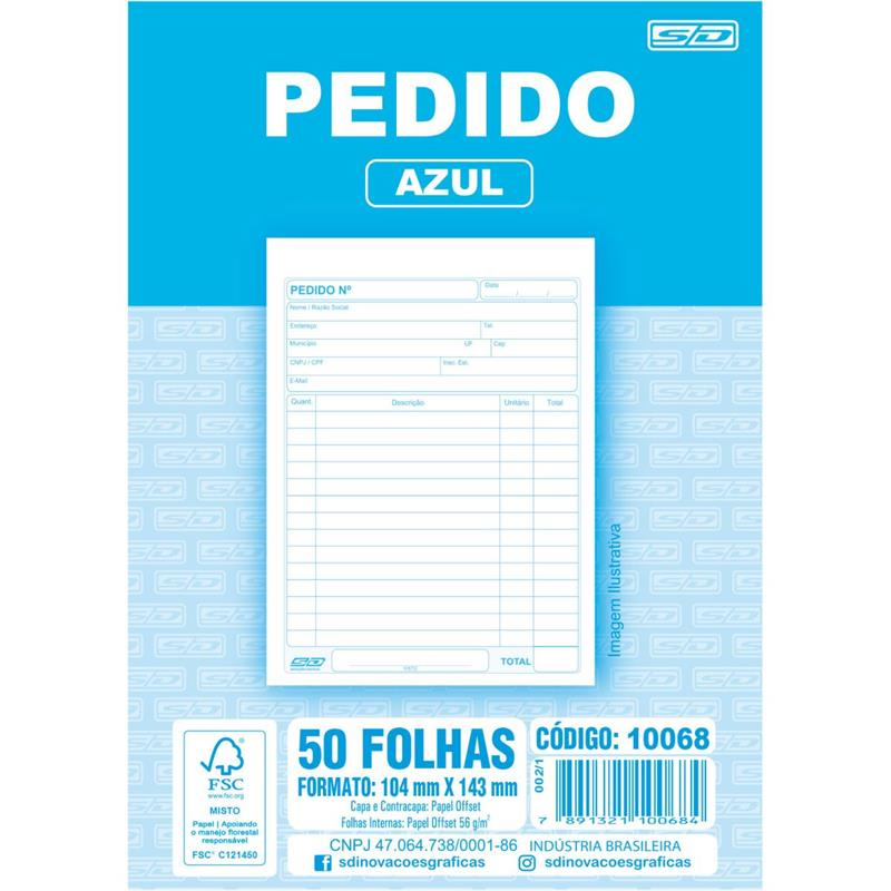 TALÃO DE PEDIDO - 50 FOLHAS AZUL